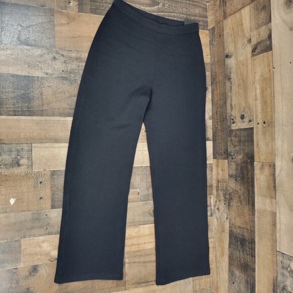 Vintage St John Basics Womens 6 Black Santana Knit‎ Pull On Wide Leg Pants - Picture 1 of 11